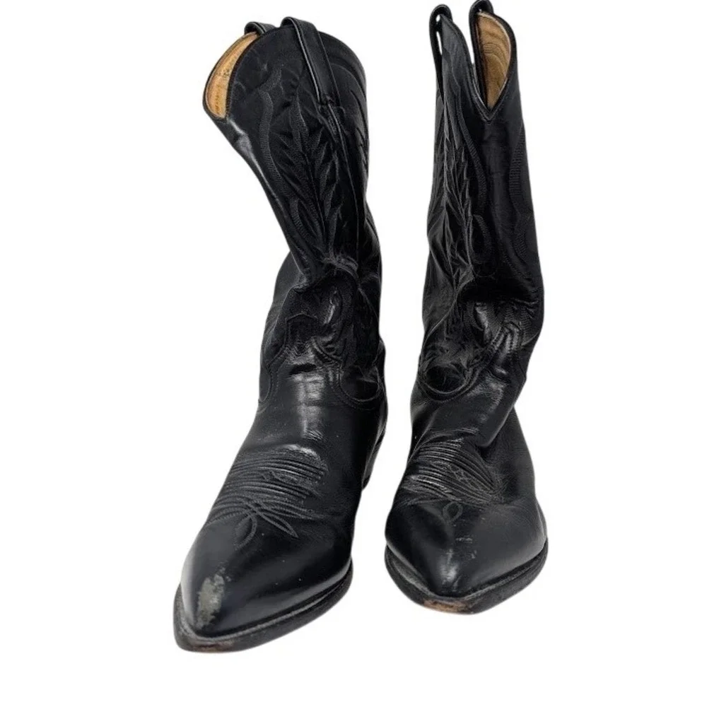 Tony Lama 2923 Black Western Cowboy boots Leather pointed toe Men\'s 12 D VINTAGE TONY LAMA USA BLACK LEATHER COWBOY | Mercari main image 3